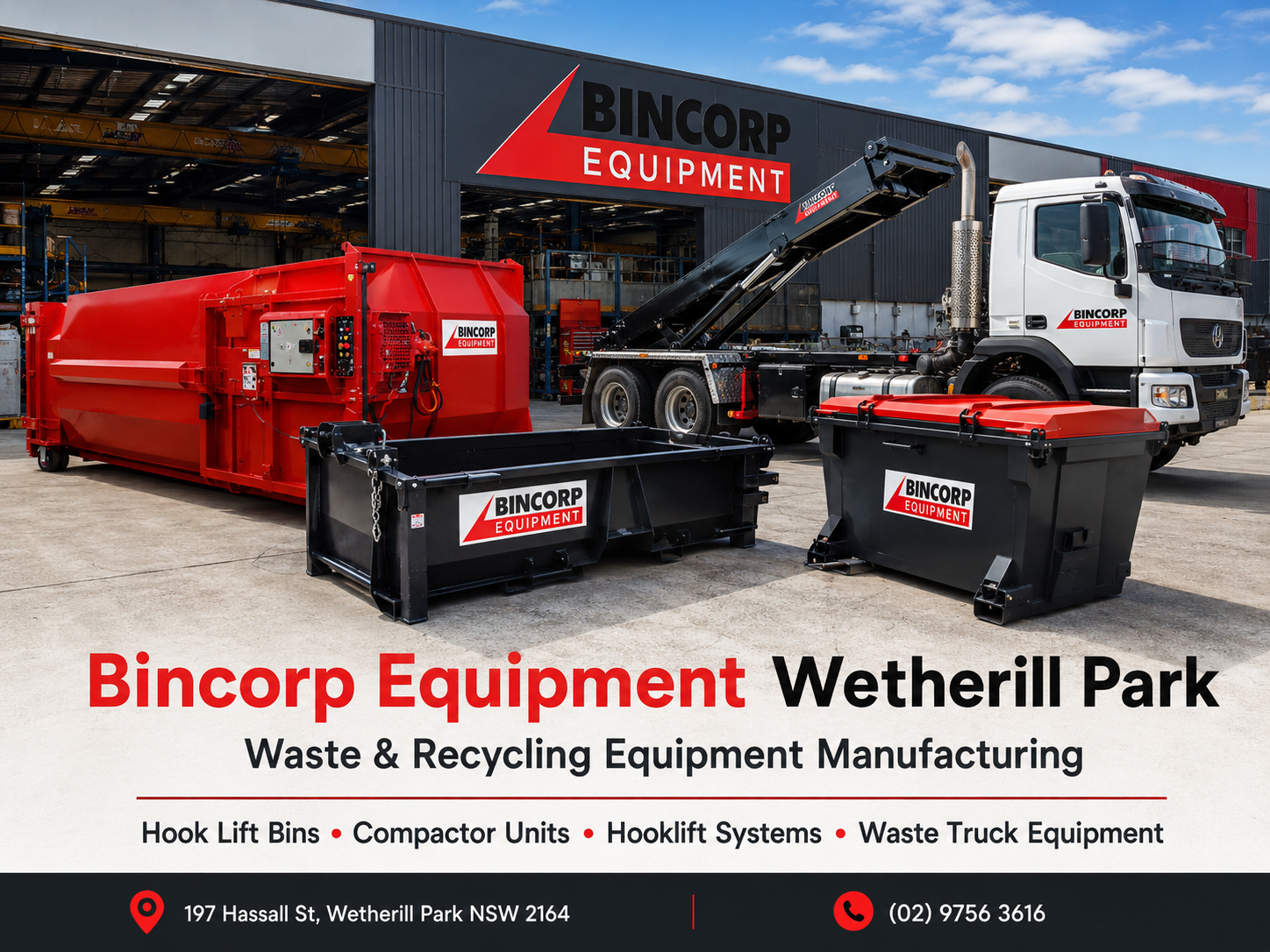Bincorp Equipment, Wetherill Park — hook lift bins, compactors and waste truck equipment
