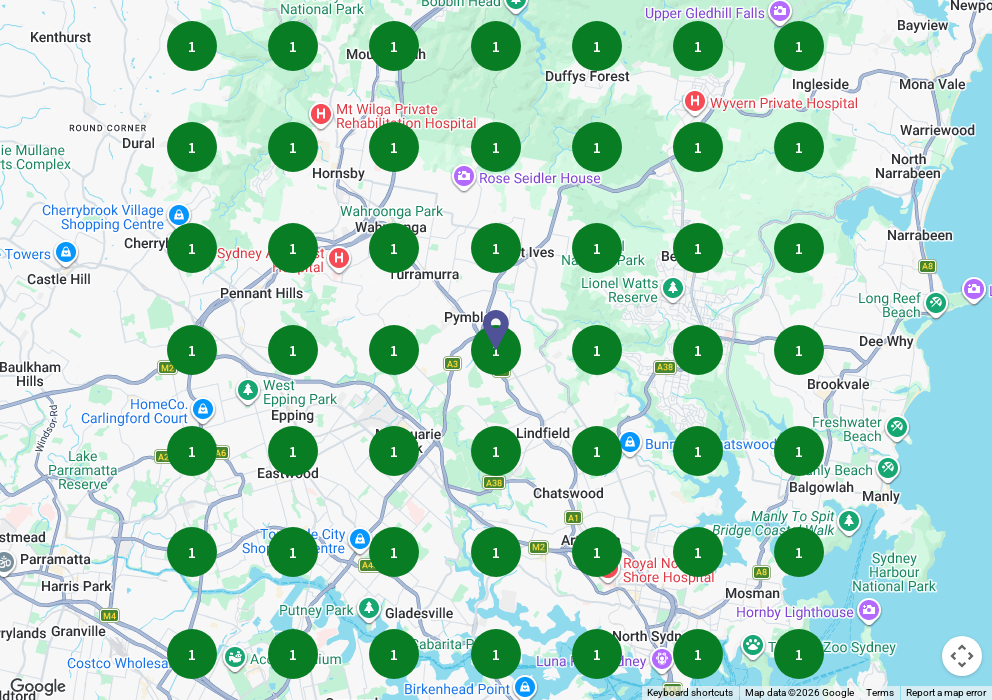 Google Maps rank grid for builder north shore